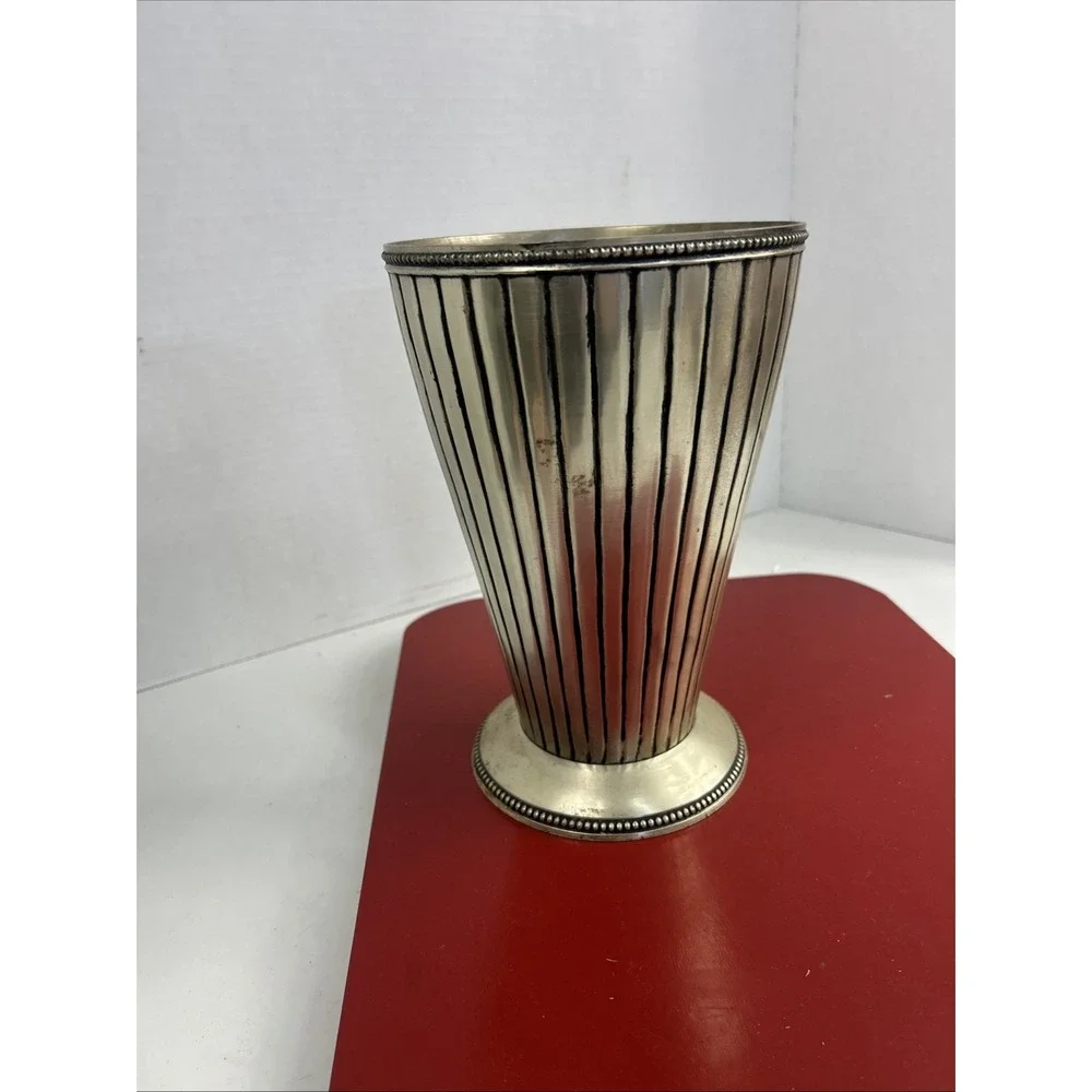 VTG‎ Trumpet Vase Silver Plate Over Copper Heavy 9